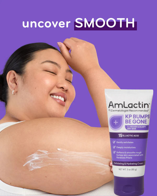 Amlactin KP Bumps Be Gone Hydrating Cream, Moisturizing Cream For Rough and Bumpy Dry Skin, 3 Oz Tube
