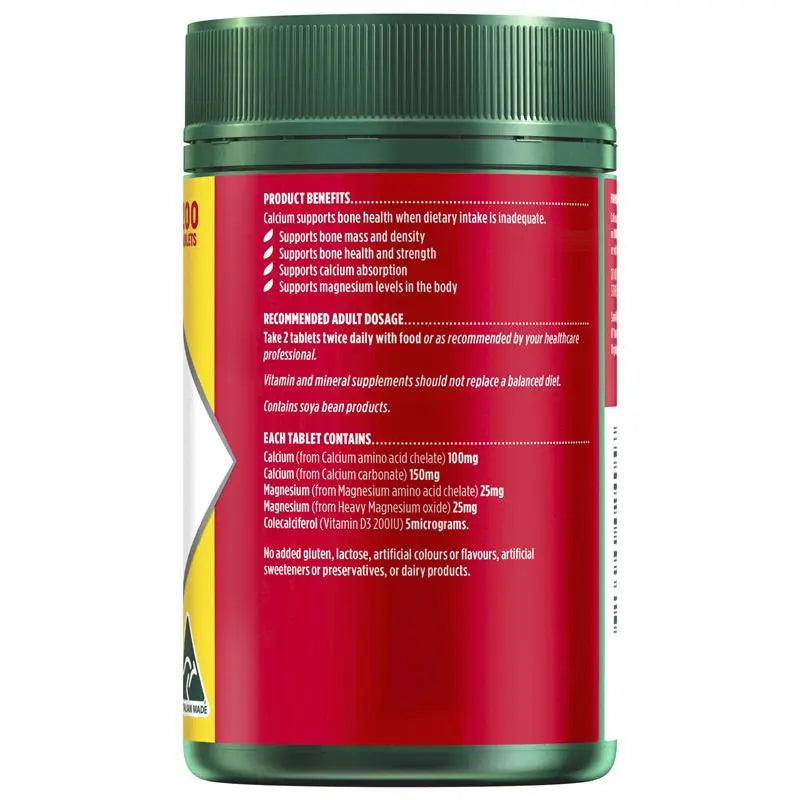 Nature's Own Calcium and Magnesium with Vitamin D3 200 Tablets Exclusive Bulk Size