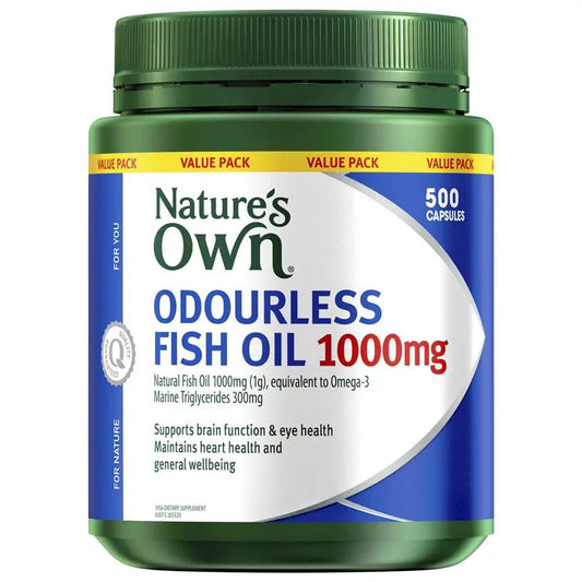 Nature's Own Odourless Fish Oil 1000mg 500 Capsules Exclusive Size