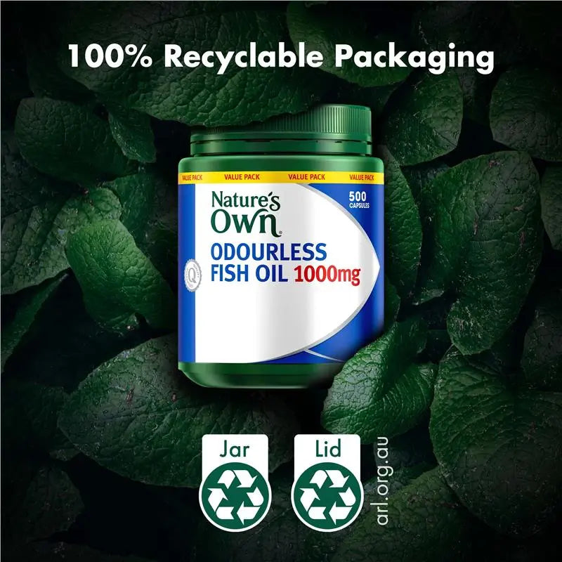 Nature's Own Odourless Fish Oil 1000mg 500 Capsules Exclusive Size